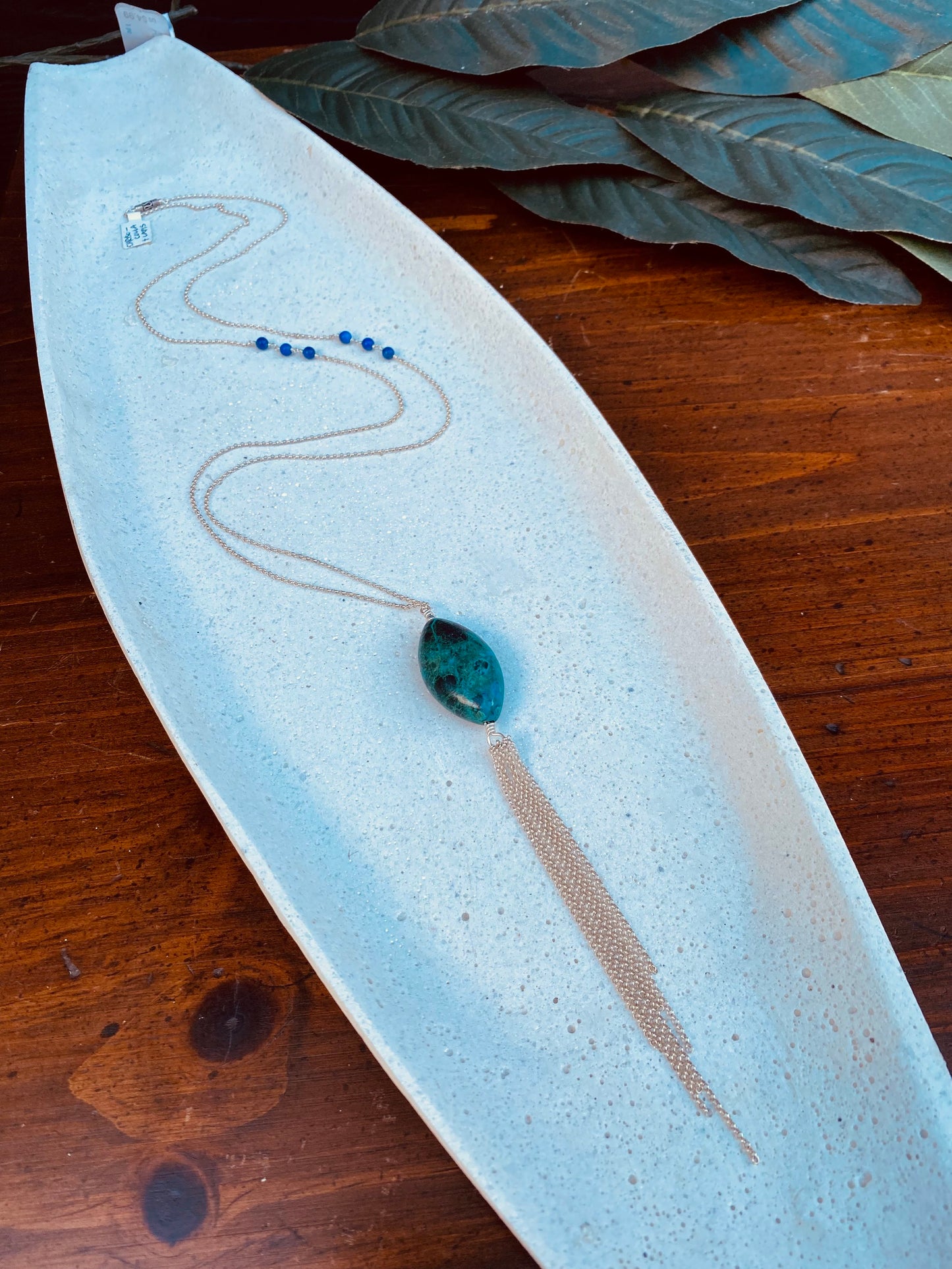 Chrysocolla & Lapis with Sterling Fringe Necklace