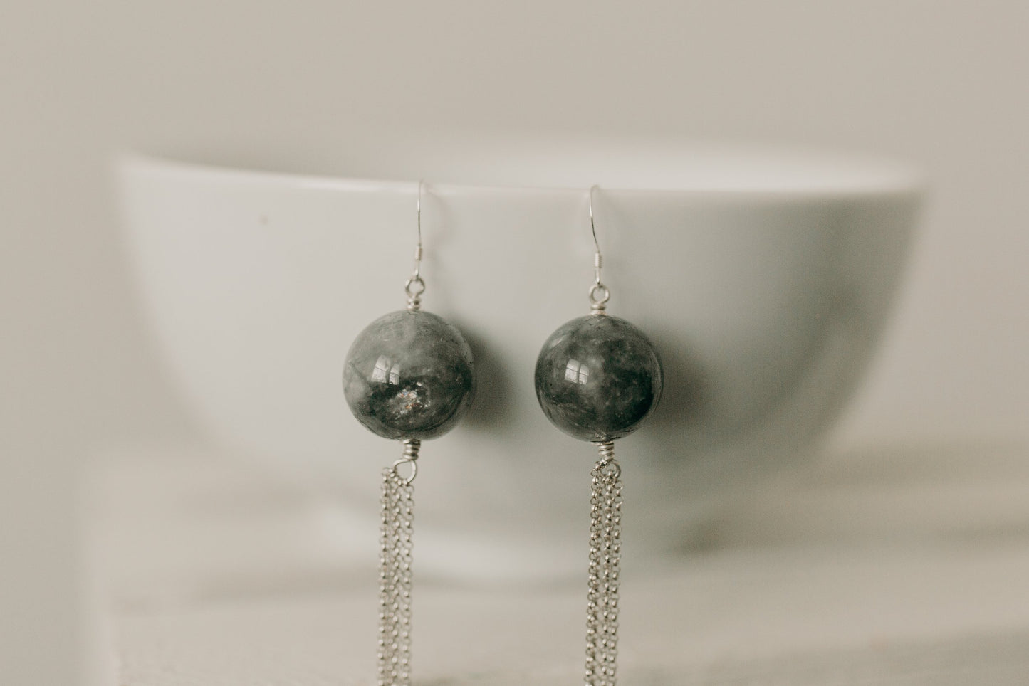 Cloudy Quartz & Sterling Fringe Earrings