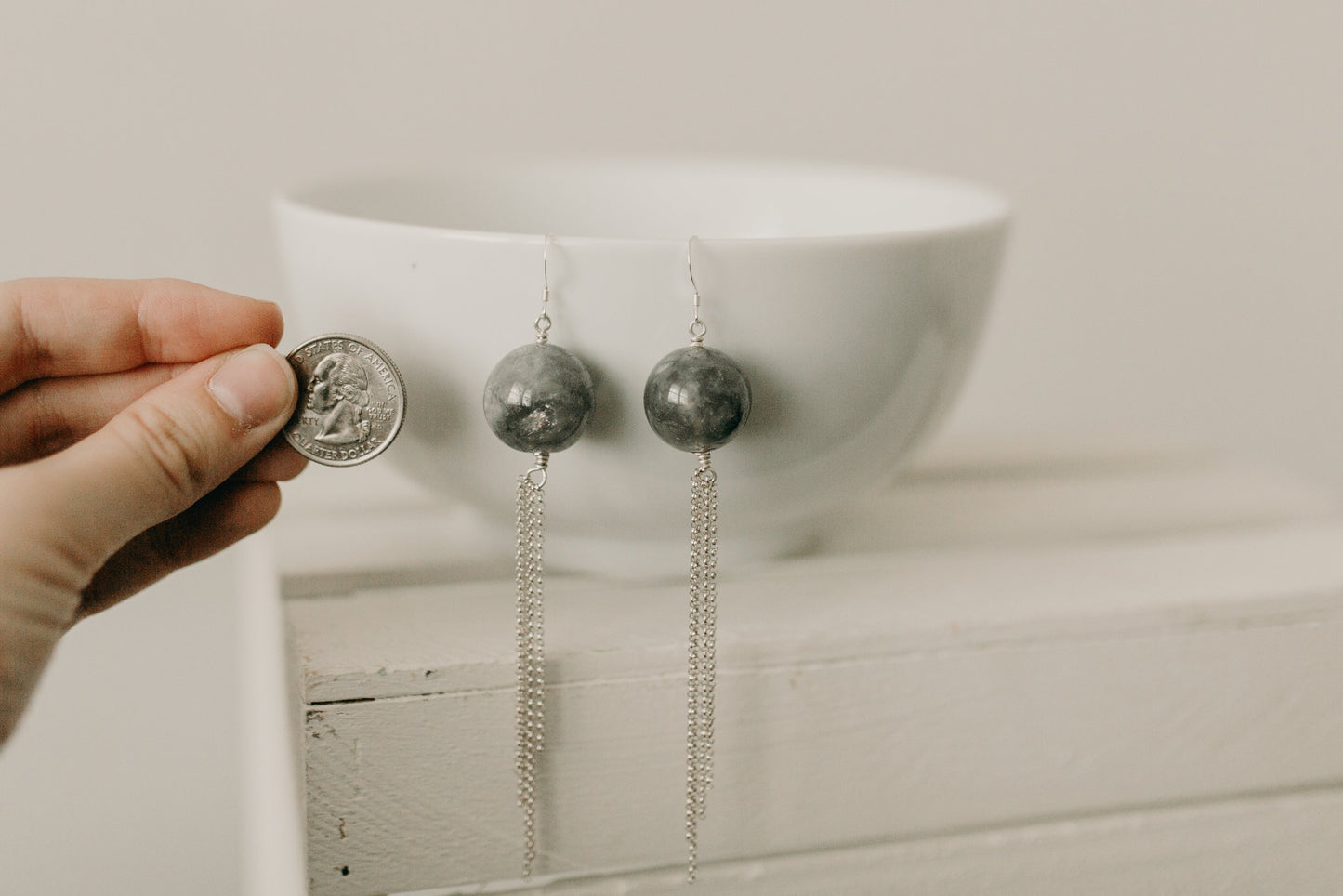 Cloudy Quartz & Sterling Fringe Earrings