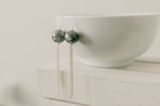 Cloudy Quartz & Sterling Fringe Earrings