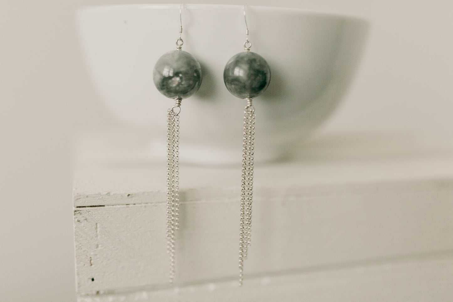 Cloudy Quartz & Sterling Fringe Earrings